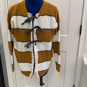 Striped Brown and White Women’s Upcycled Sweater
